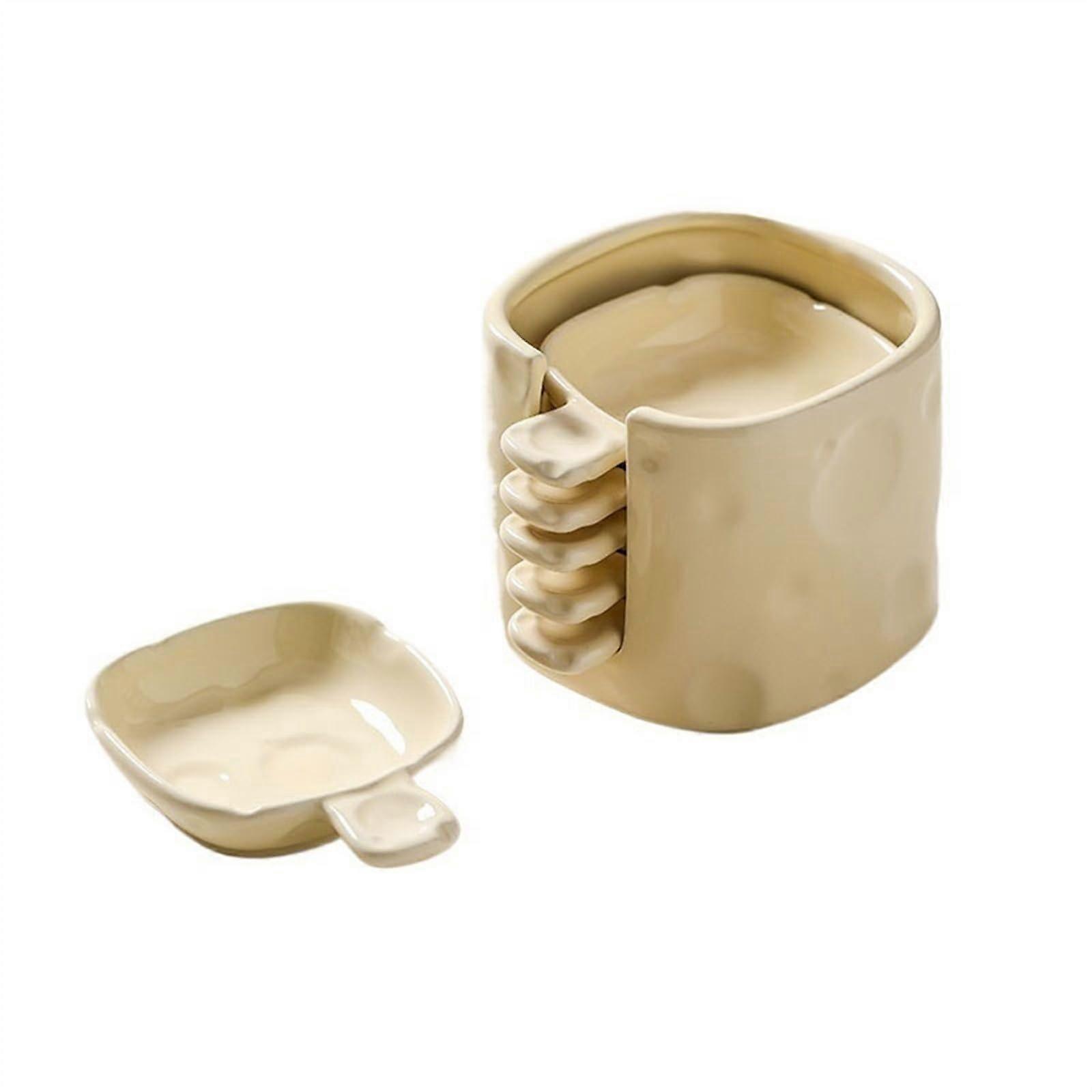 Ceramic Sauce Dish Dipping Bowl Set with Handles, Stackable Plates for Snacks and Condiments