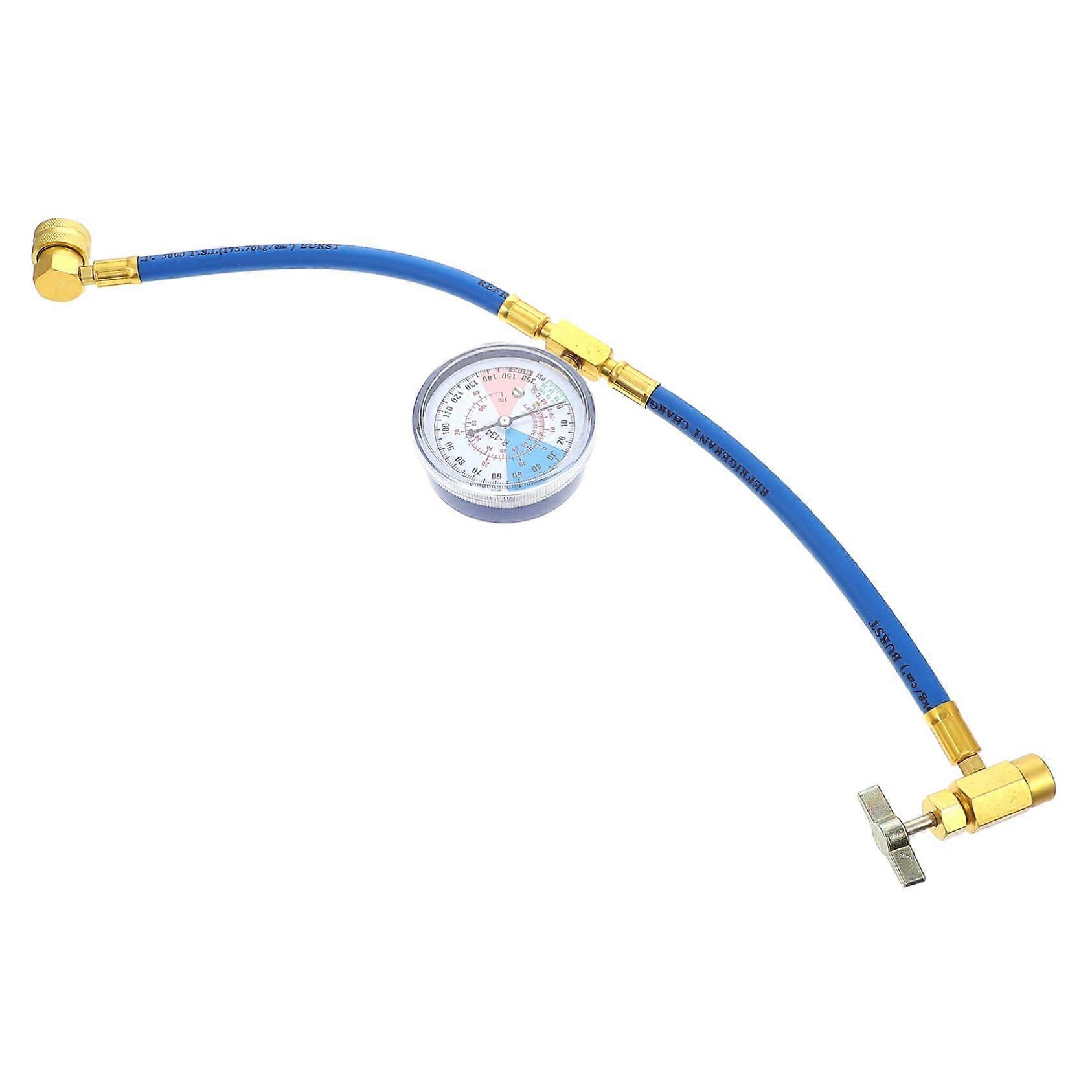 AC Recharge Hose with Gauge for Accurate Pressure Monitoring, R134a Compatible, Durable Flexible Design