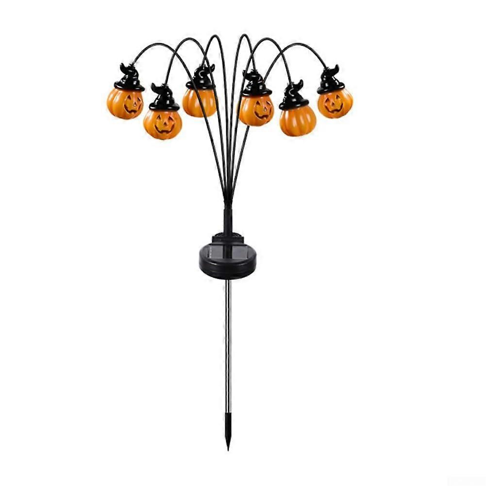 Halloween Solar Lights Pumpkin Pathway Lanterns 4 Pack with Swaying Branches for Outdoor Yard