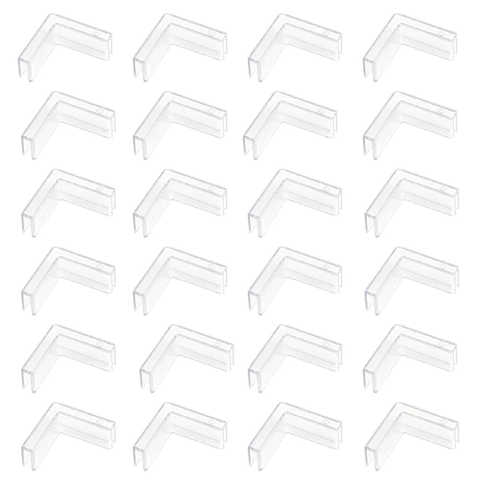 24 Pcs Transparent L Shape Glass Shelf Brackets 4mm Rimless 90° Clip Holders for Display Cabinets
