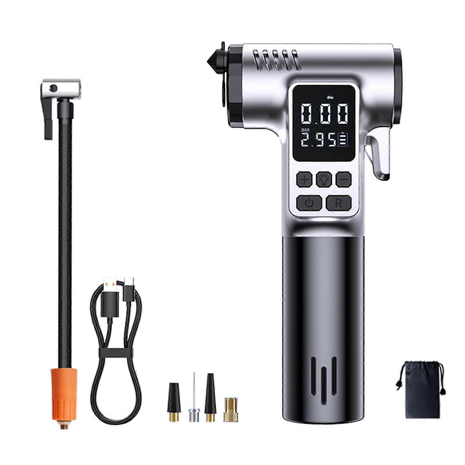 Portable Tire Inflator and Car Air Compressor 3 in 1 with Fast Inflation and Emergency Safety Tools