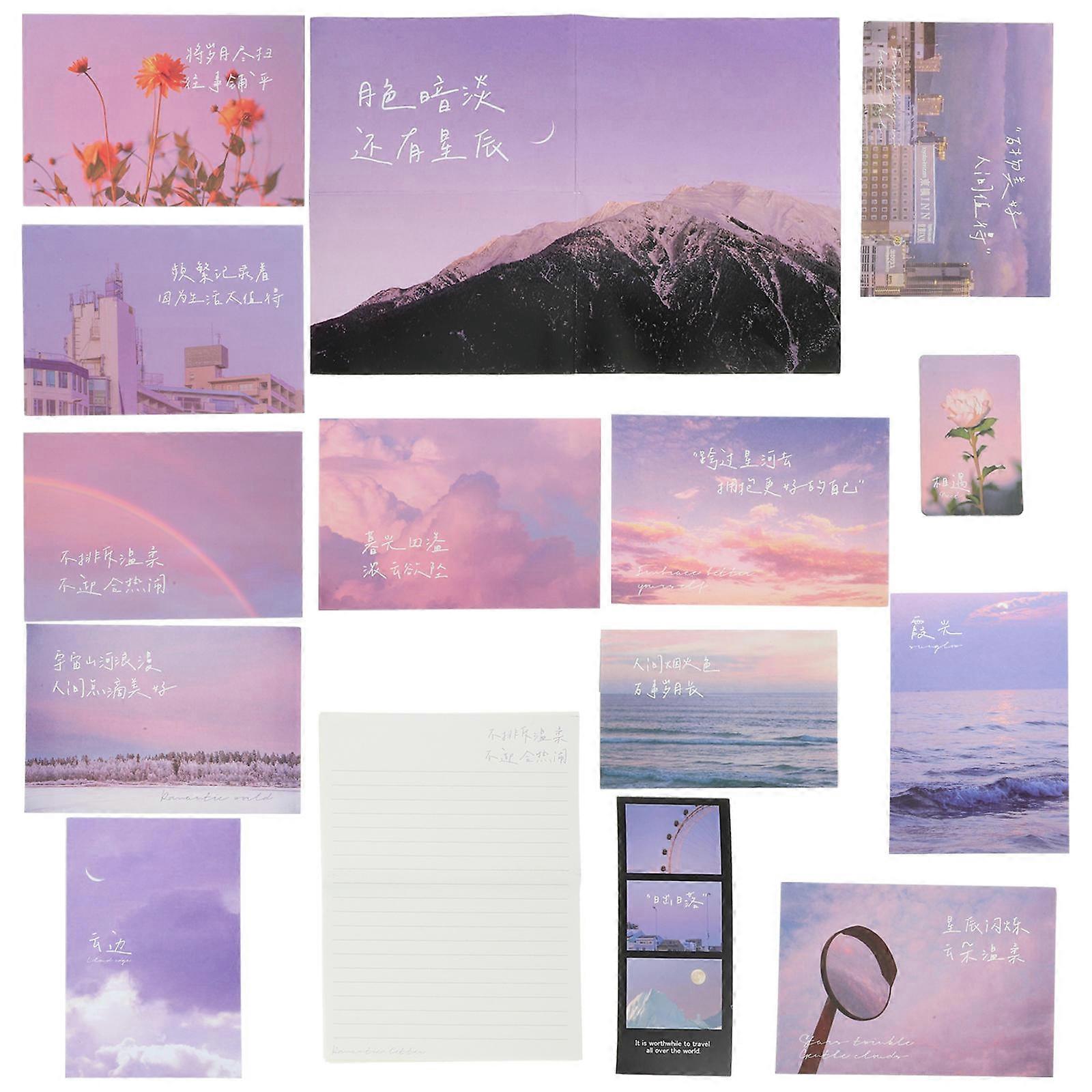 Writing Paper Envelope Kit for Writing Use 4Sets Purple Stationery Paper