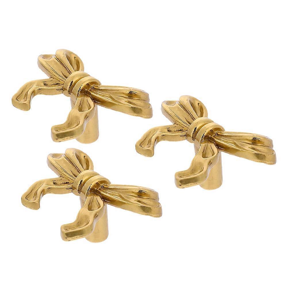 Vintage Bow Brass Knobs Decorative Cabinet Handles for Dresser 3Pcs