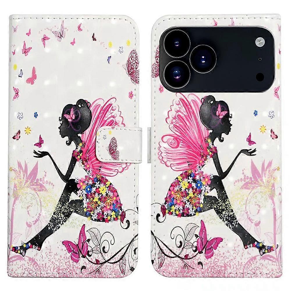 For iPhone 17 Pro Max Case 3D Creative Pattern PU Leather Stand Phone Cover