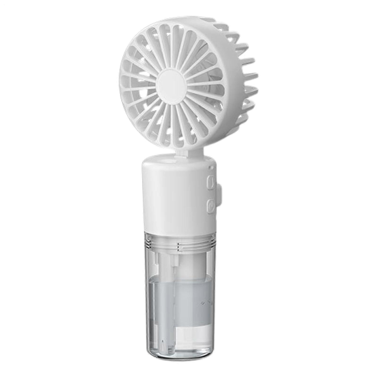 Portable Misting Fan with Adjustable Spray, Rechargeable Foldable Design for Summer Cooling White