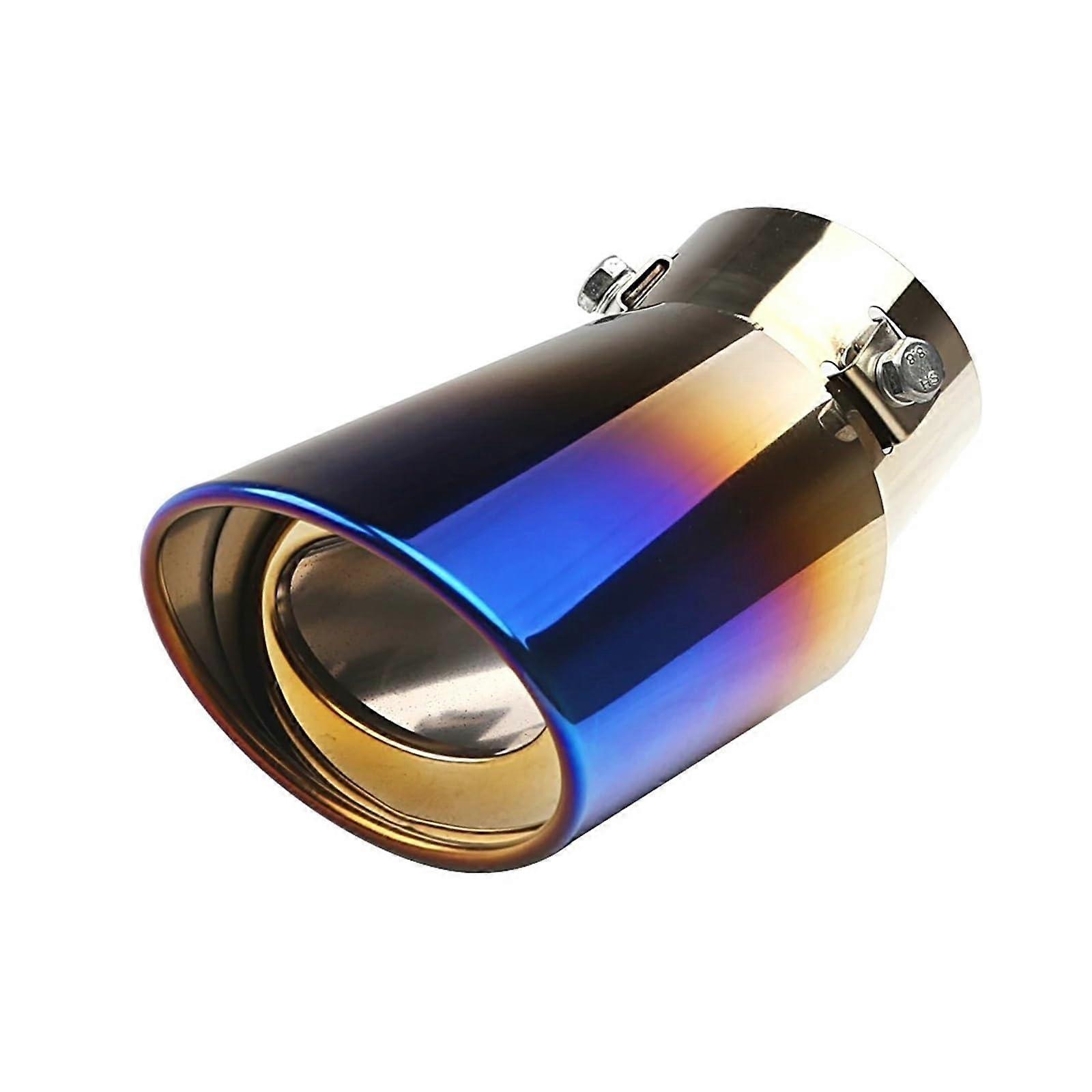 Universal Stainless Steel Car Exhaust Tip Blue Burnt Adjustable Tailpipe 2.5'3.3' Rust Resistant