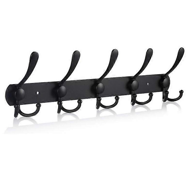 Coat Rack Wall Mounted Long,5 Tri Hooks For Hanging1pcsblack