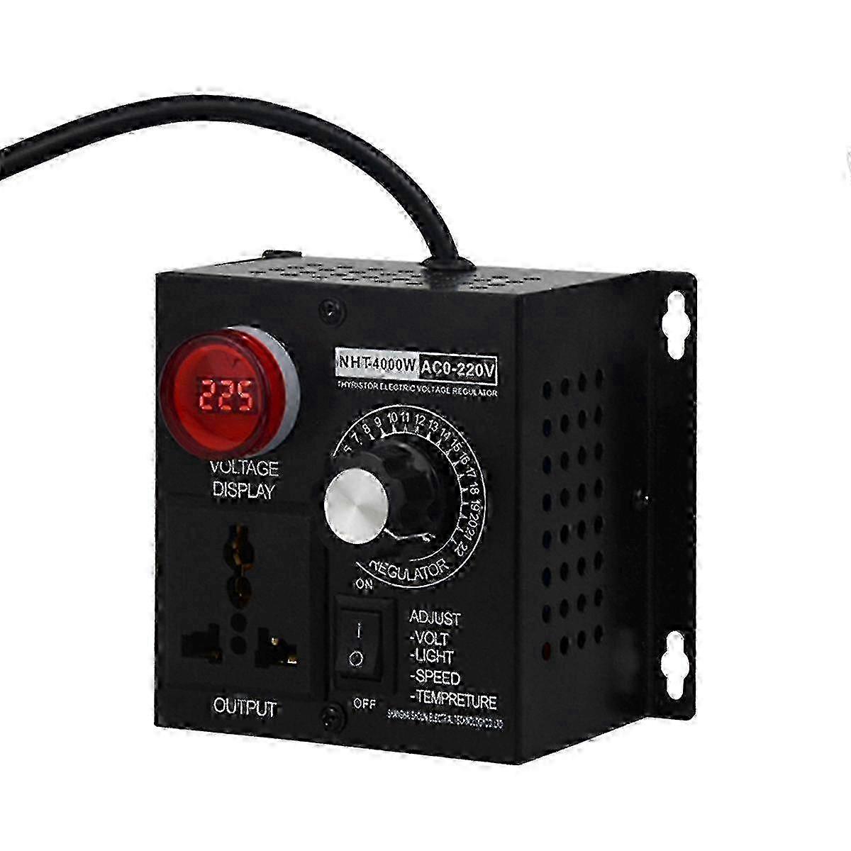 26-27 4000W Voltage Regulator Portable Speed Adjustable Voltage Regulator Compact Variable Voltage Controller EU Plug Walkbee 4595 B