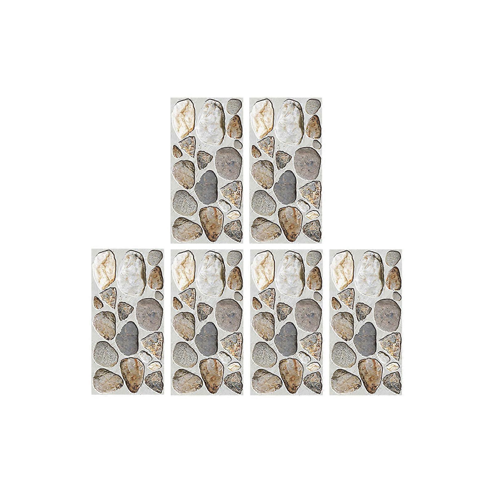 Oilproof Wallpapers Pebble Pattern Waterproof Wall Stickers for Decor 6 Sheets