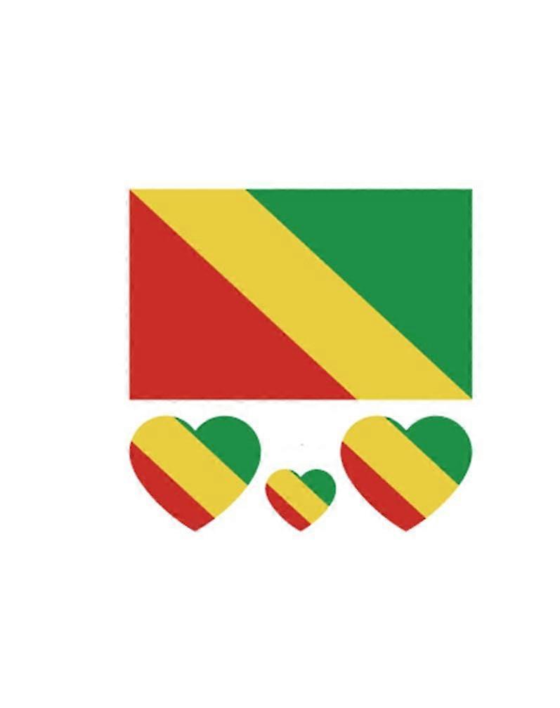 10 Sheets Waterproof Congo Flag Temporary Tattoos Stickers, 40 Pcs SkinSafe Long Lasting