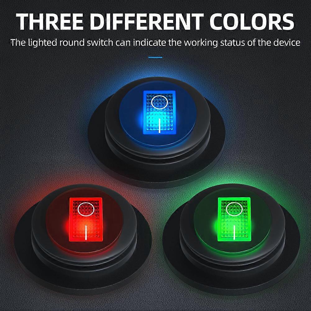 APIELE Set van 5 waterdichte ronde tuimelschakelaars - 2 standen aan/uit met 3-polige SPST led-schakelaar - 12V 20A - Voor auto, boot, huishoudelijke apparaten KCD1-8-101NW (rood