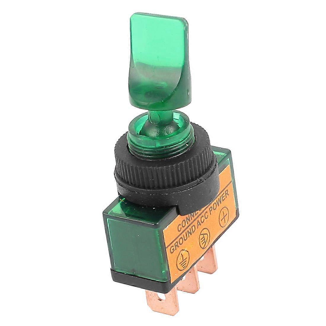 12V 20A Green LED Toggle Switch M12 Thread SPST Latching 2 Position Panel Mount