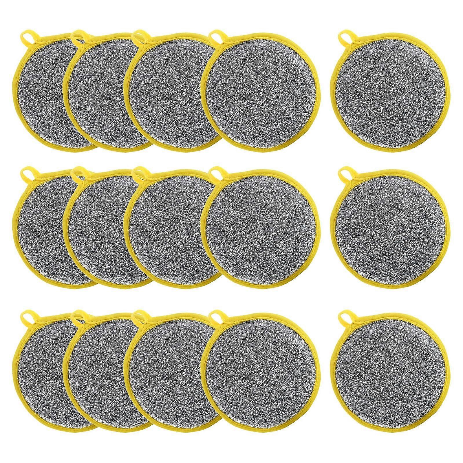 15pcs DualSided Kitchen Cleaning Sponge Round Reusable Dish Scrubber Pads NonTear QuickDry