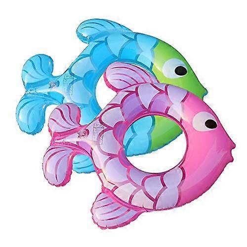 Kids Swim Ring FishShaped Inflatable Pool Float Blue Cartoon Design 25cm Durable Comfortable