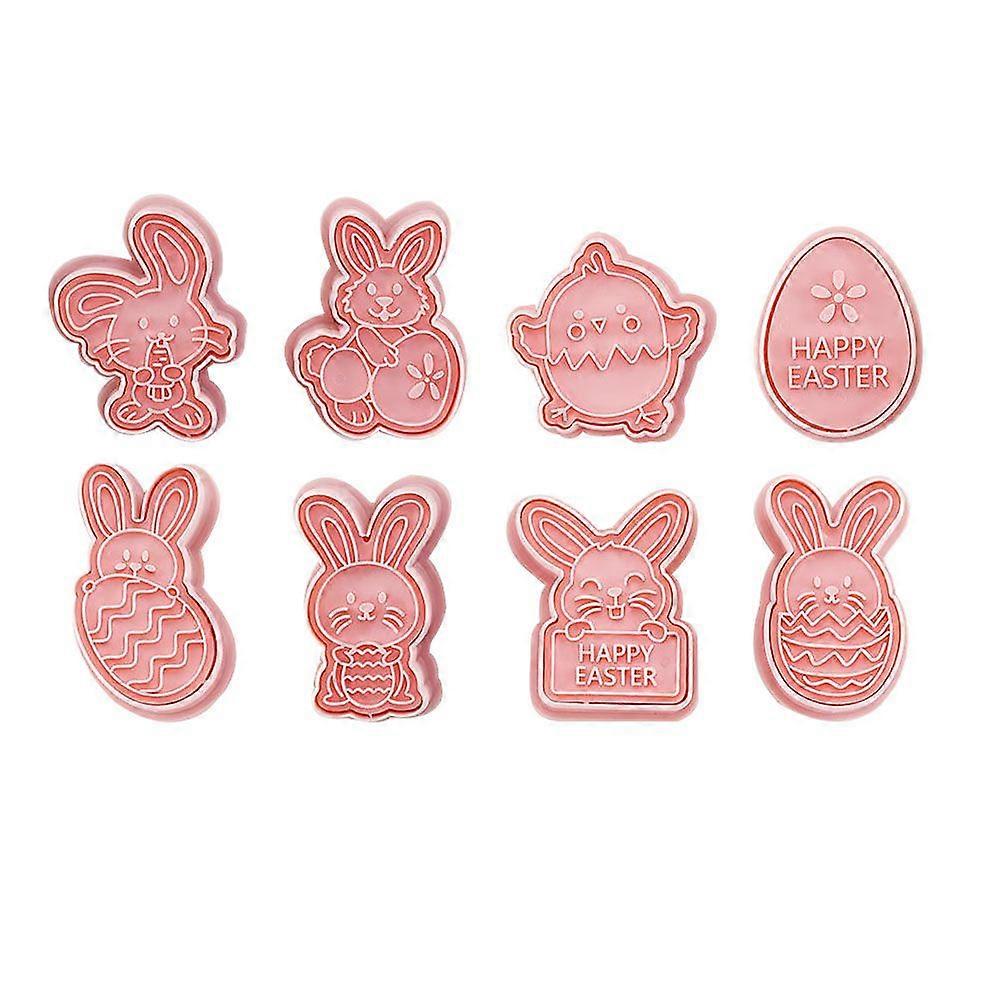 8PCS DIY Cartoon Baking Cookie Embossing Molds Easter Rabbit Chick Egg DIY Baking Molds