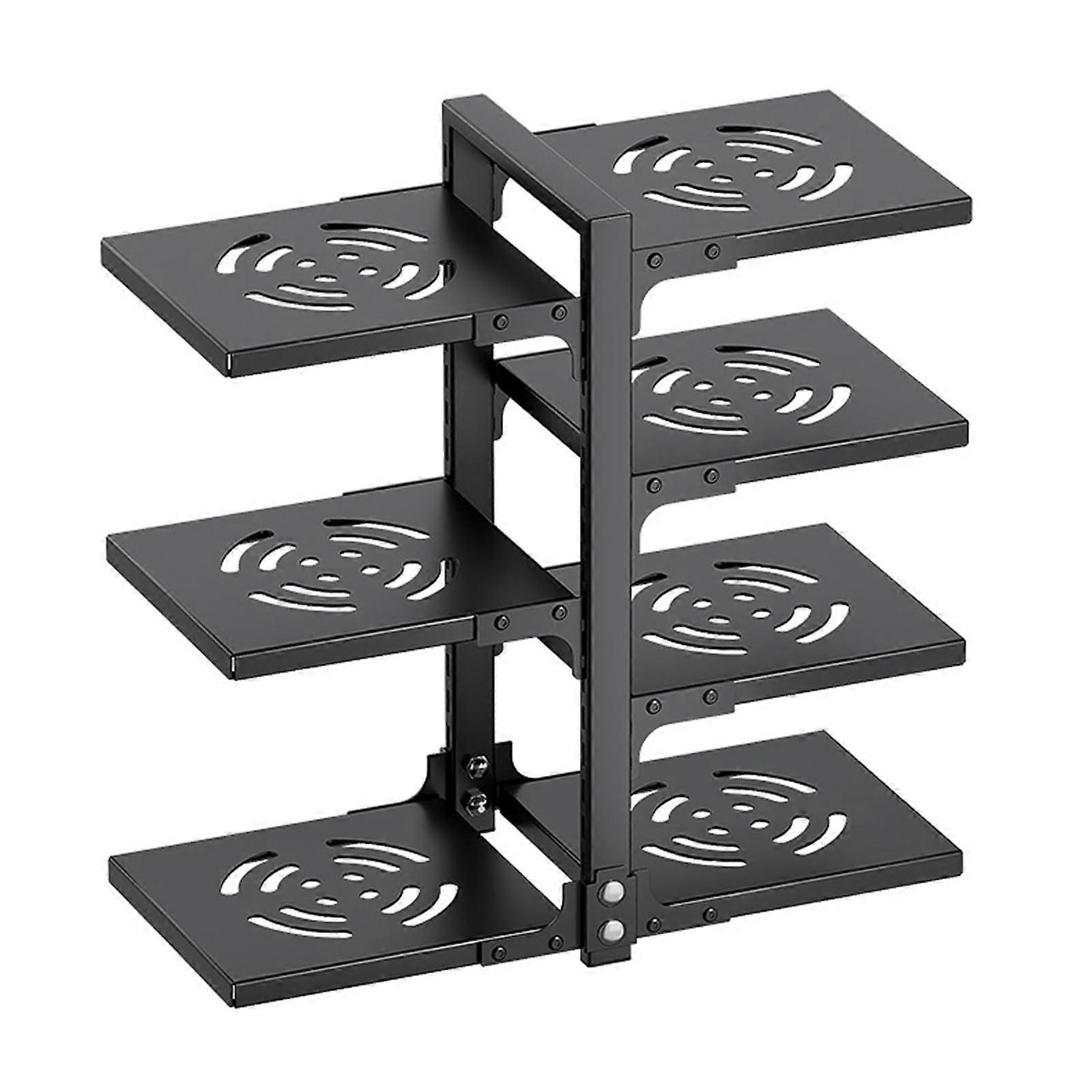 Adjustable Pots and Pans Organizer Rack with RustResistant Coating and Space Saving Black Metal Design