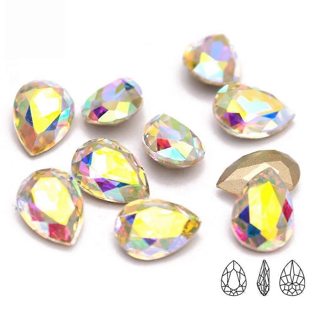 Press On Nails with AB Crystal Rhinestones, Full Coverage Tips for 3D Nail Art Decorations