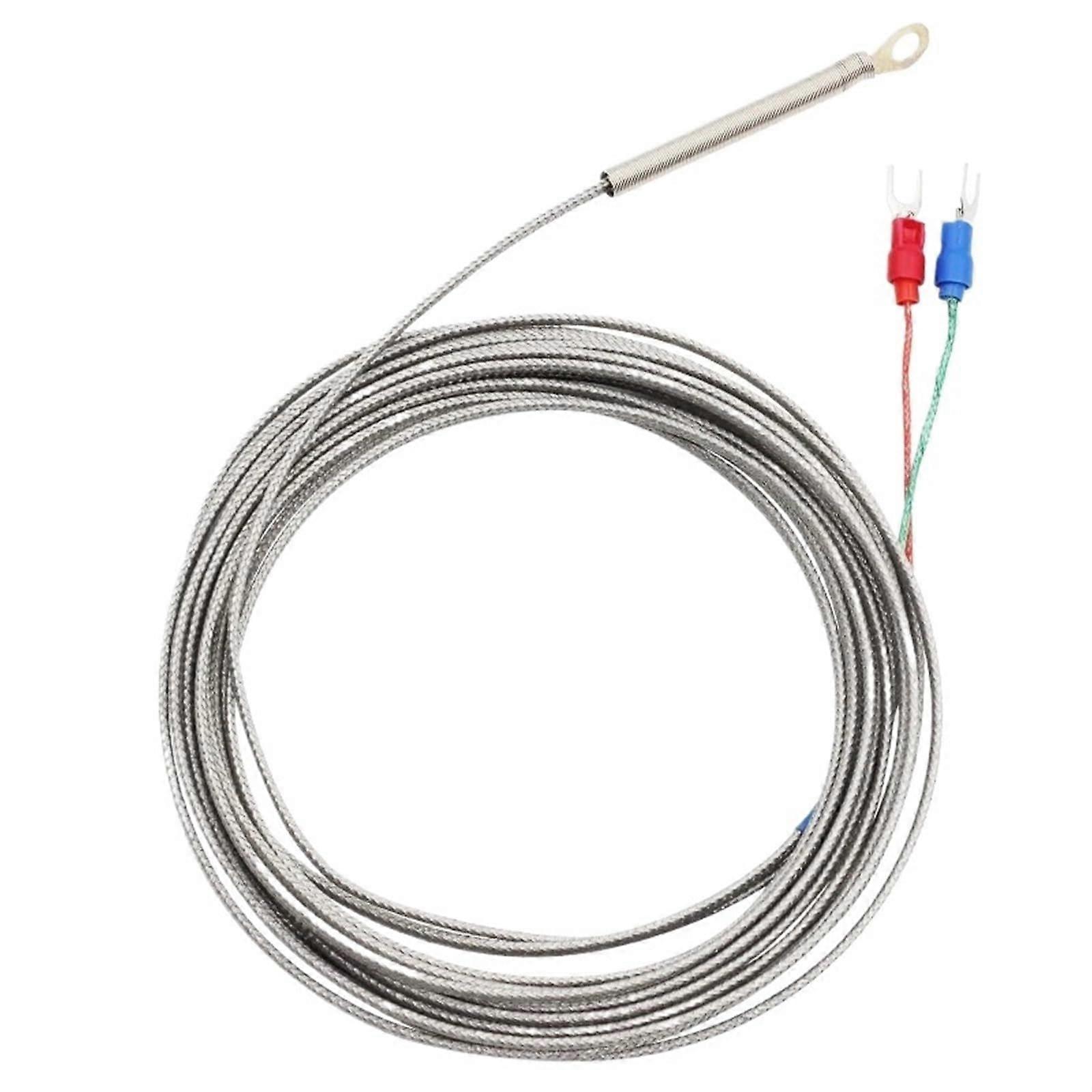 K Type Thermocouple with 5mm Washer Probe PT100 Temperature Sensor 1m Durable Braided Cable for Controller
