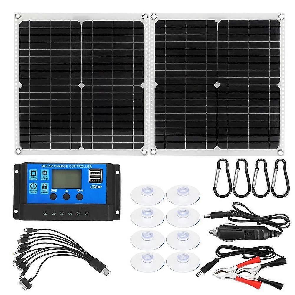 Portable Foldable Solar Panel 50W  Efficiency Monocrystalline Charger for Camping RV Boat