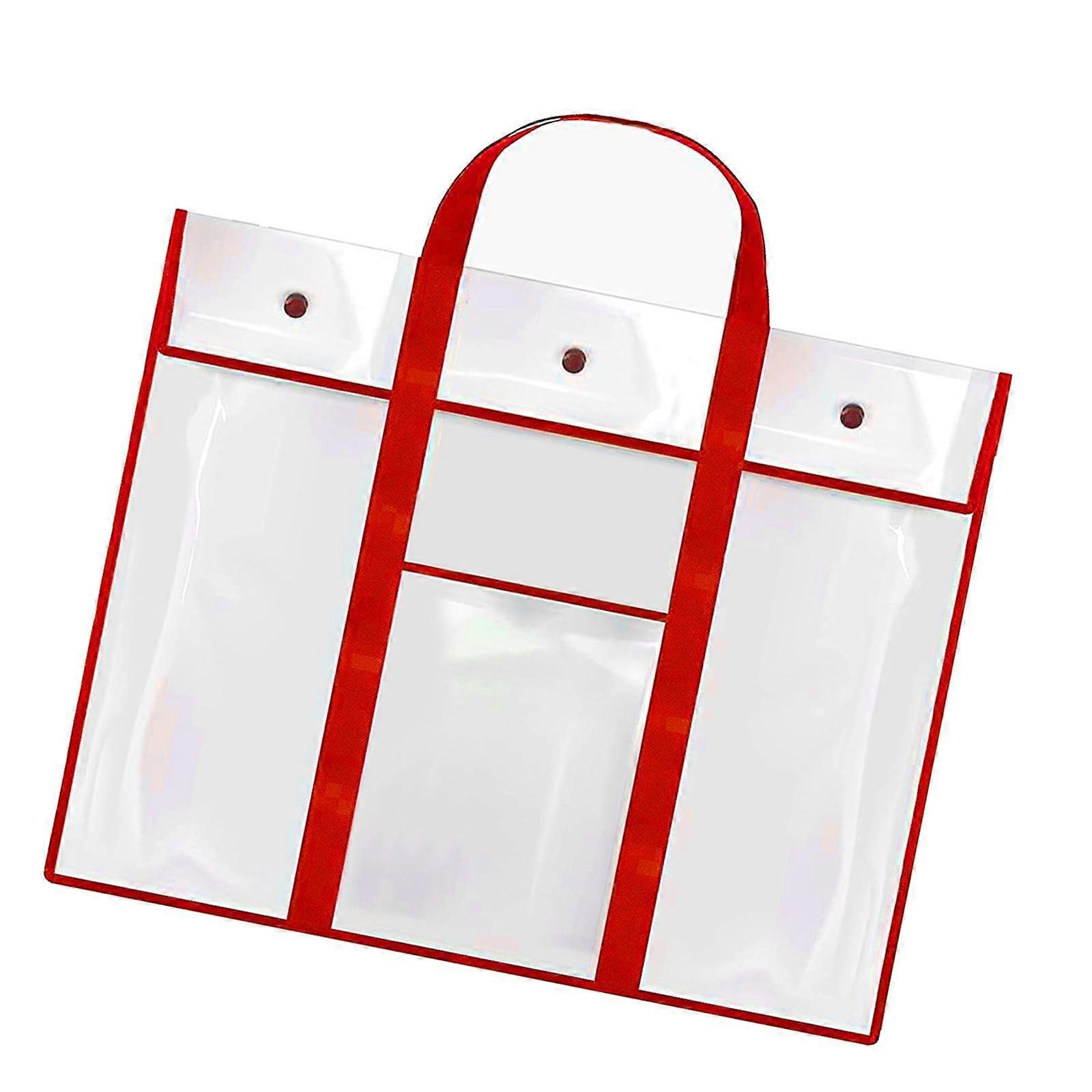Poster Storage Bag with Transparent Quick View, Water Resistant Art Portfolio Case, Red