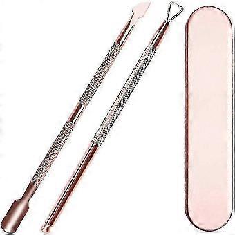 Namotu Empujador de cutículas y juego de corte, 2 paquetes de gel esmalte de uñas Removedor herramienta Triángulo Cuticle Peeler Raspador y cuchara Nail Cleanel Acero inoxidable Manic