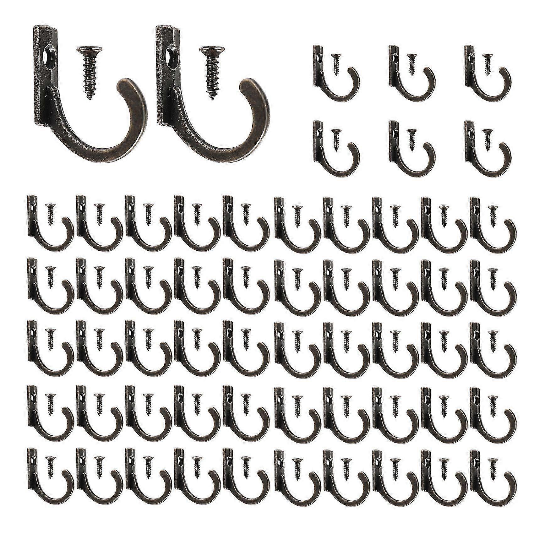 58 Pieces Wall Mounted Hook, Small Coat Hooks, Bronze