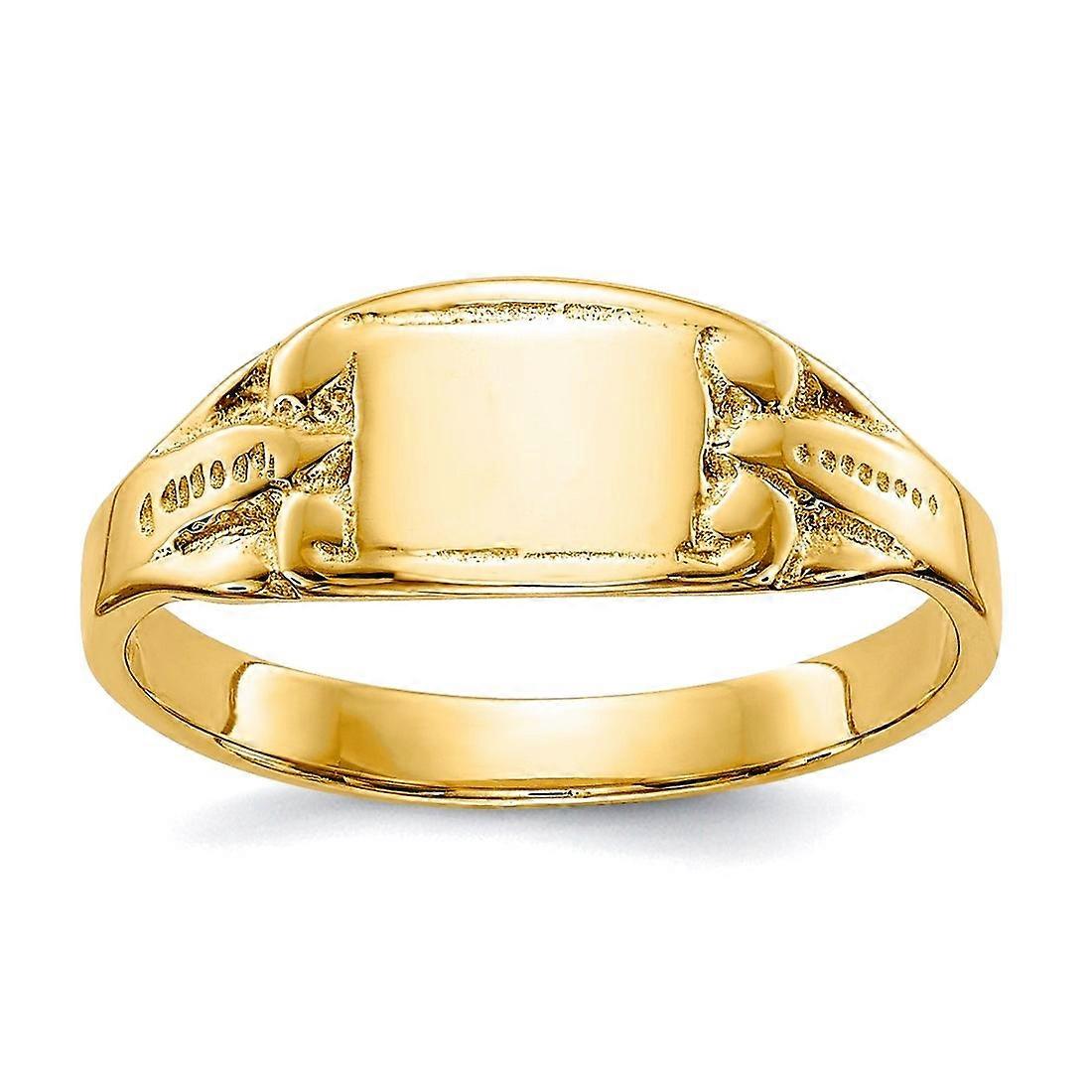 14k Yellow Gold Solid Polished Rectangular Signet Ring Size 3.25 Ring - 1.3 Grams