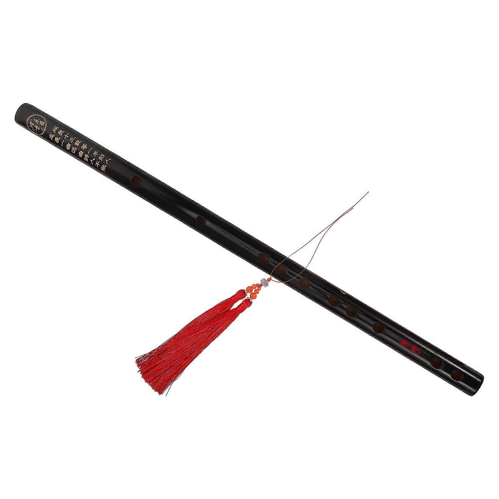 Initial Flute Black Bamboo Flute for Kids Playing with Tassels