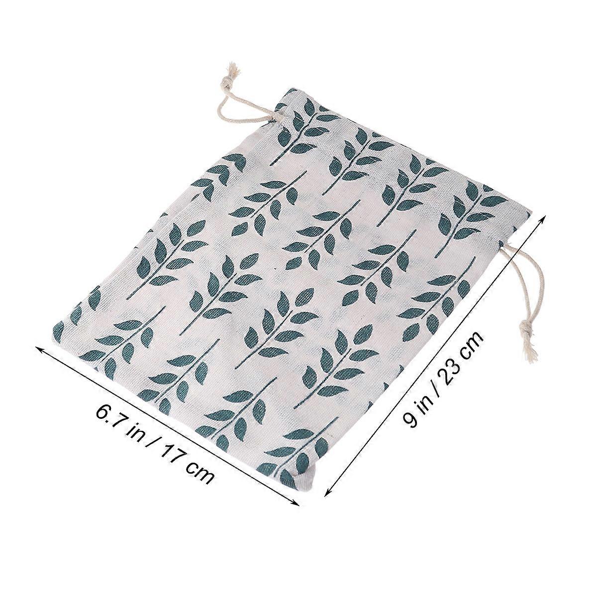 Leaves Pattern Travel Organizer Bags for Storage 12Pcs Drawstring Pack