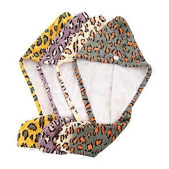 Drying Head Towel Leopard Hair Towels Microfiber Protect Hair from Damage Bathroom Travel 4Set
