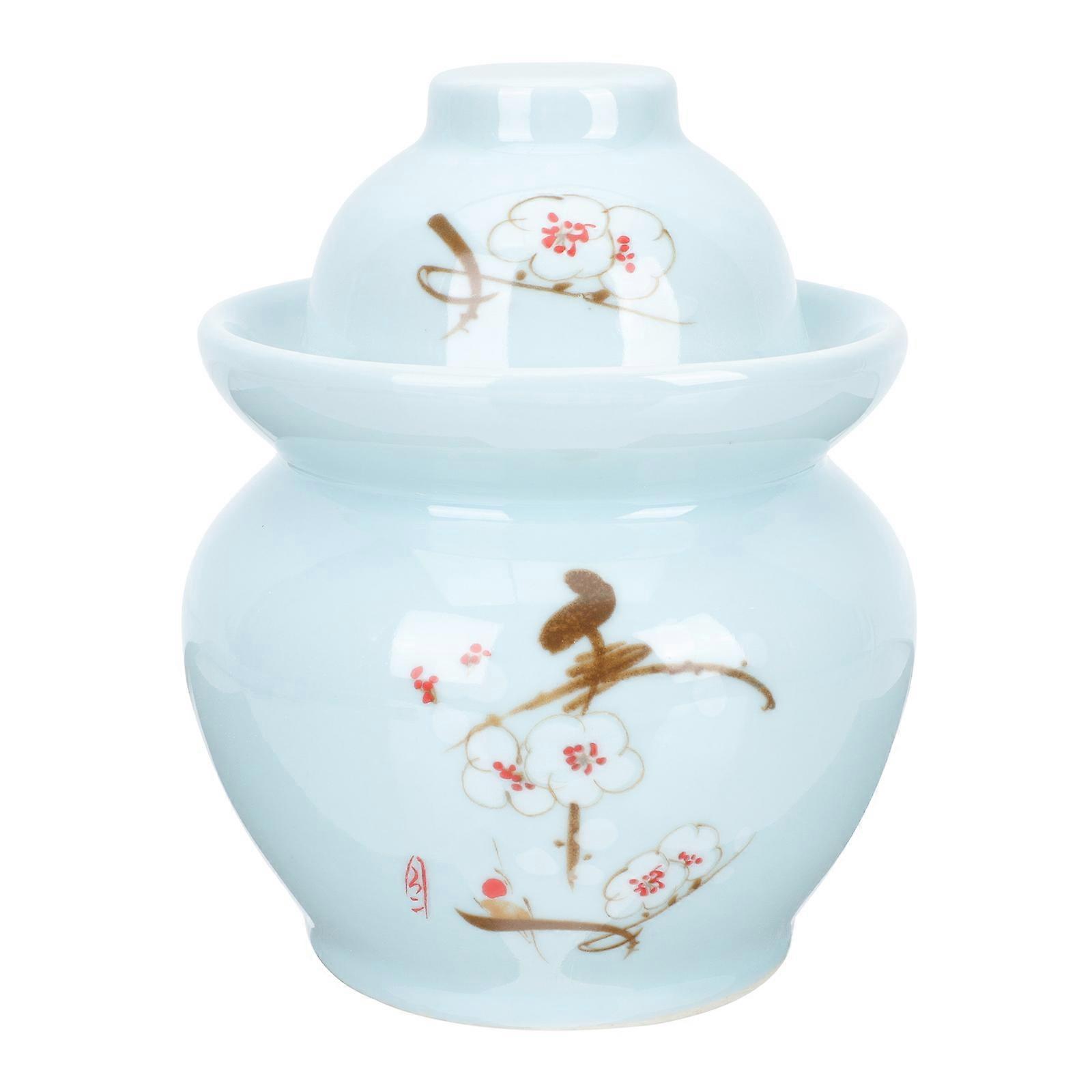 Blue Ceramic Pickle Jar Sealed Jar for Storage Household Use