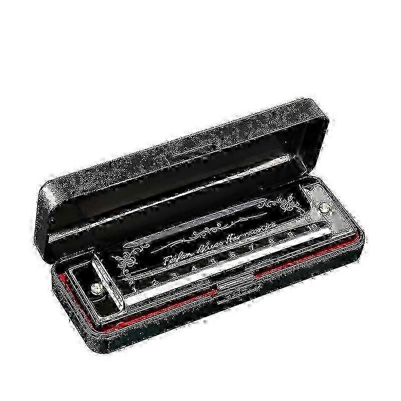 10 Hole 20 Harmonica Blues Deluxe Harmonica Beginner C Harmonica - Black f26