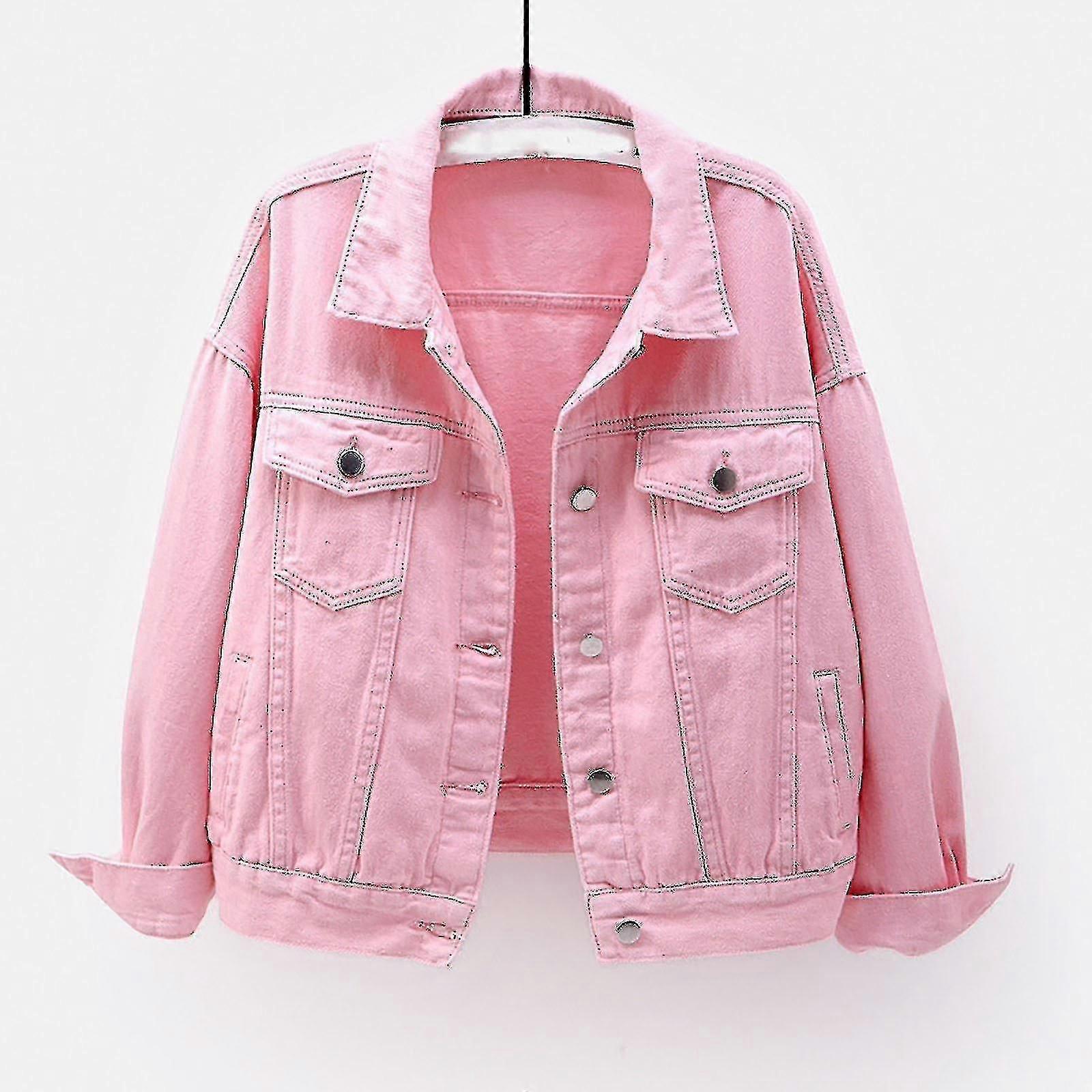 Women's Long Sleeve Denim Jacket - Warm Solid Outerwear for Spring/Autumn