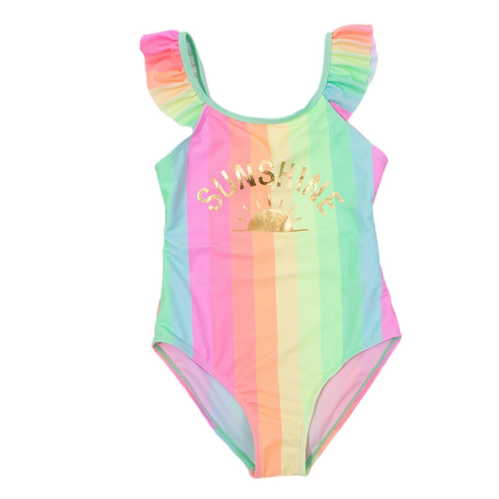 Rainbow Sunshine Backless Beach Bathing Suit, (Girl's)
