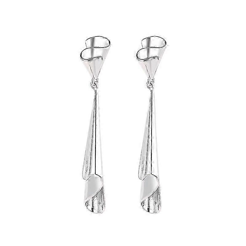 Long water drop earrings silver