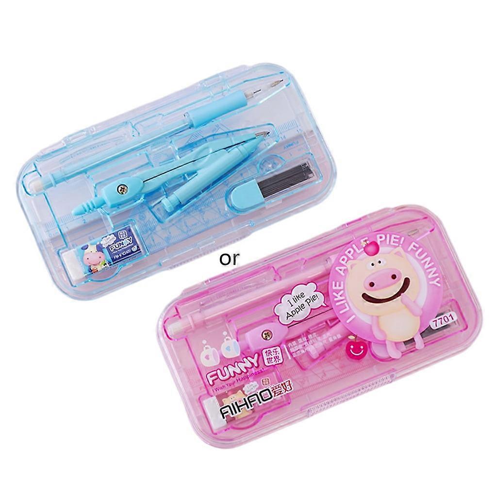 Math Geometry-Kit Sets 6PCS Student Supplies Includes Rulers,Protractor,Compass,Eraser,Pencil,Lead Refills,for Drafting
