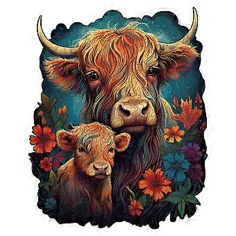 Wooden Puzzle for Adults Highland Cattle 200 Pieces LaserCut Animal Shapes Gift in Beautiful Box