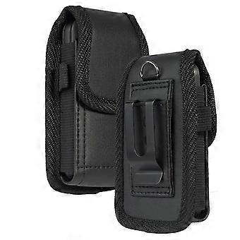 Leather Belt Clip Pouch Case with Magnetic Closure and Soft Interior Protection for Doro 7050 Flip Phone