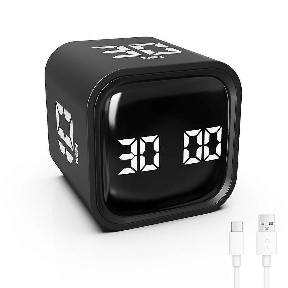 Gravity Sensing Digital Cube Timer Rotation Timing 3 Volume Adjustable Alarm Clock 5/10/30/60min Custom Countdown Pomodoro Timer