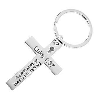 Stylish Stainless Steel Cross Keychain Pendant for Gift Giving