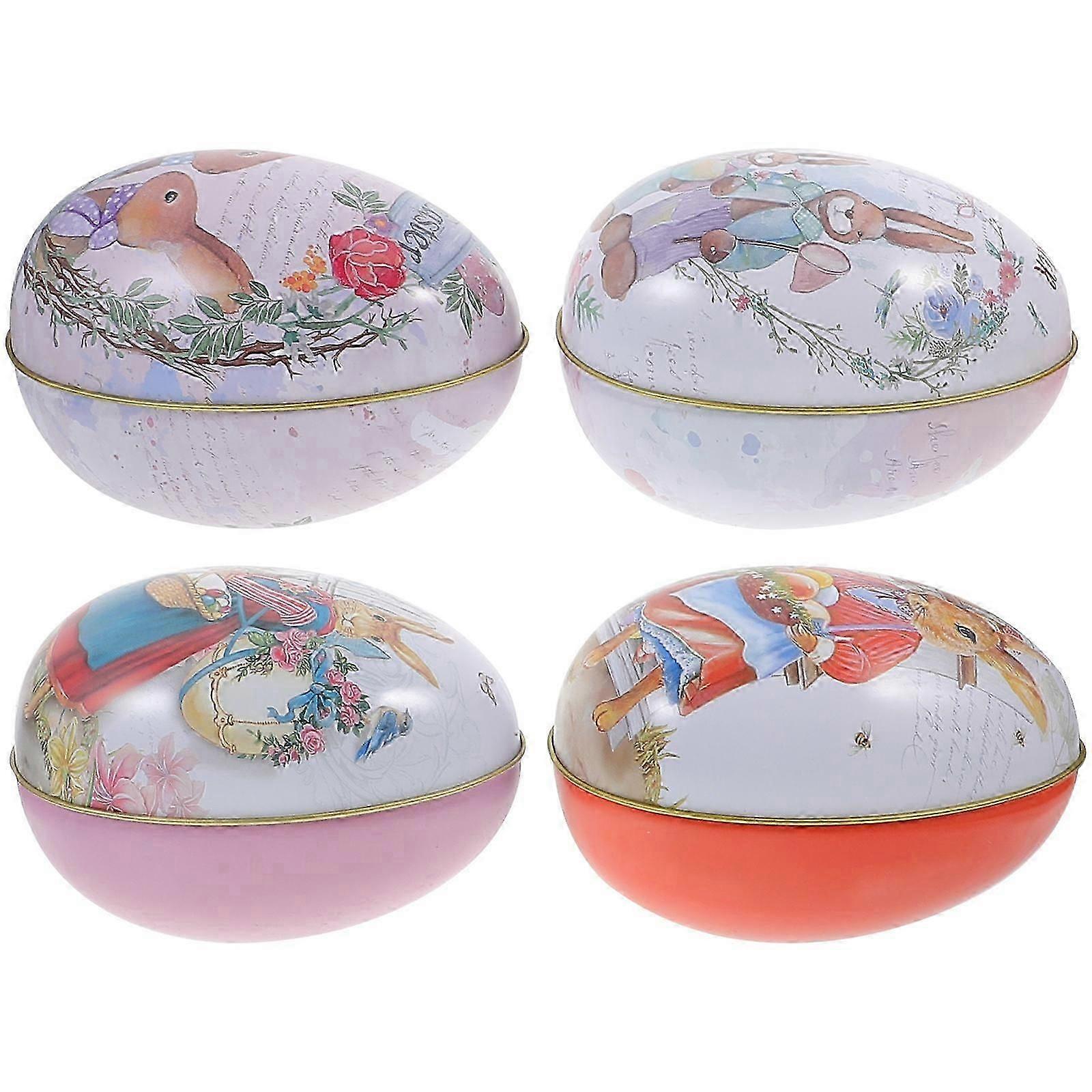 Easter Candy Tin Storage Box 16Pcs Tinplate Easter Egg Shaped Gift Boxes
