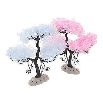 2pcs bonsaï artificiel pour aquarium décor enneigé faux bienvenue pin aquarium plantes réalistes aménagement paysager ornements pour Noël Table Bureau