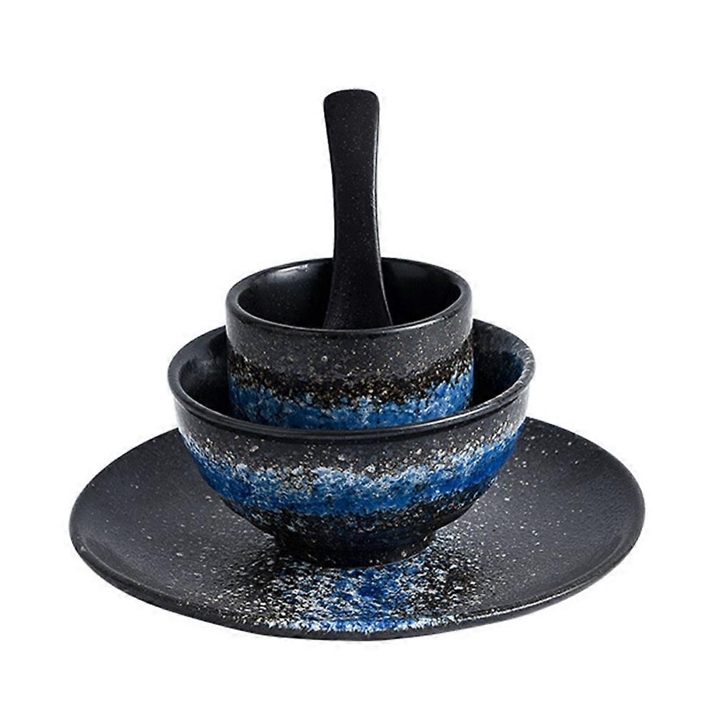 Household Ceramic Bowl with Multi-Function Tea Cup and Ceramic Spoon 1Set