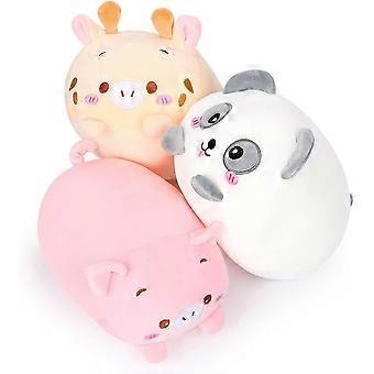 8 tommer plys legetøj sæt 3 stk sød panda / hjort / gris plys tøjdyr pakker, super blød tegneserie kramme legetøj gaver til sengetøj kawaii pude
