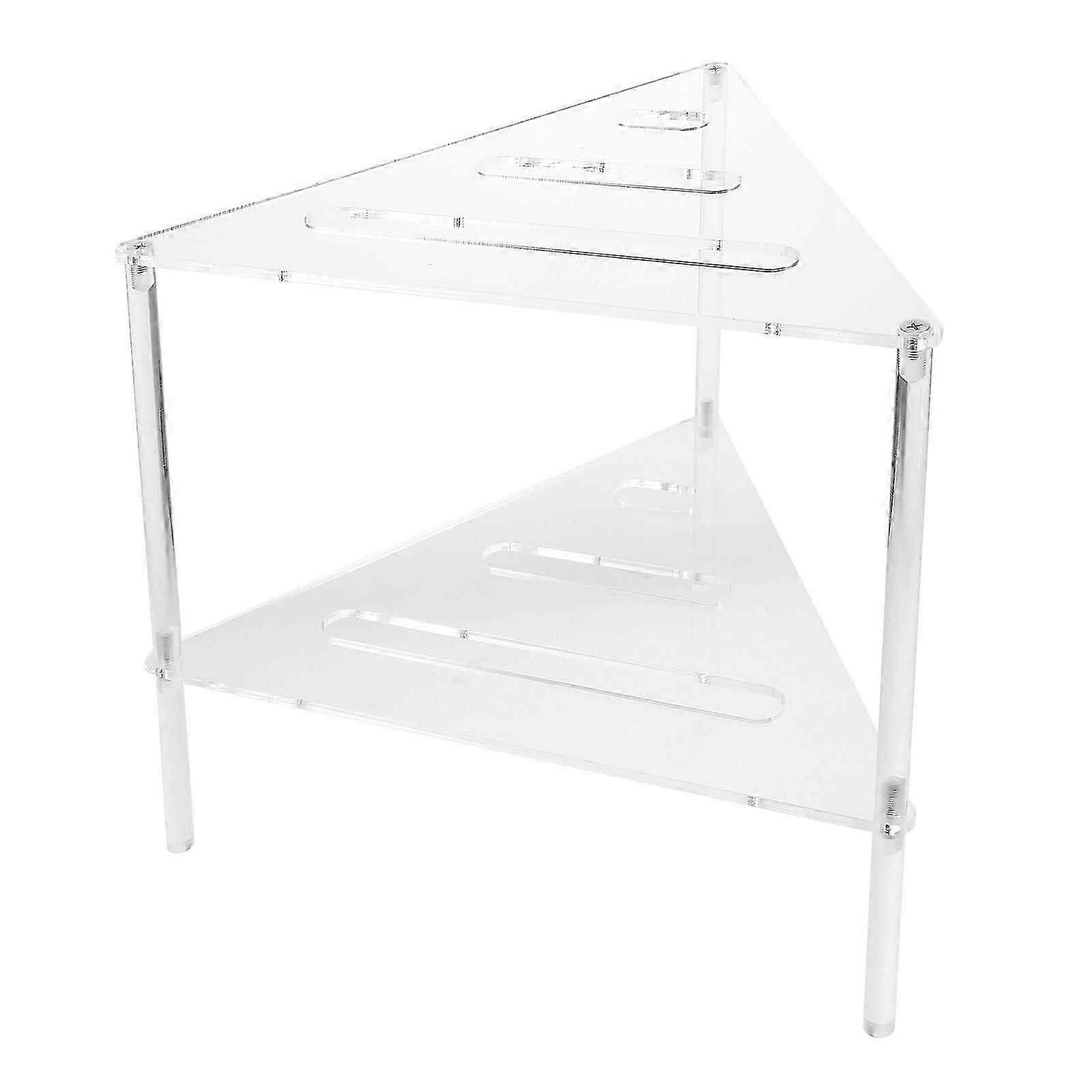 Clear Acrylic Triangle Shower Bench with Stable Base, Quick-Drain Design, Easy Clean, No Assembly Required, Multi-Use Bathroom Storage and Plant Stand