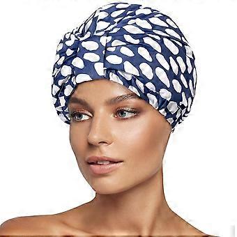 1 pcs   Luxury Shower Cap for Women Reusable Waterproof, Double Layered Shower Hair Cap with Adjustable Elastic Strap, Large Satin Lined Shower Bath C