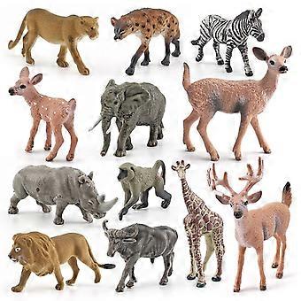 12Pcs Wild Animal Figures Set, PVC Animal Models, Realistic Safari & Forest Creatures, Including Deer, Lion, Zebra, Giraffe, Elephant, and More  Educa