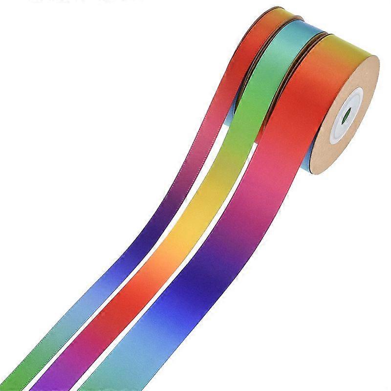 Rainbow Gradient Ribbon 3 Rolls Polyester Craft Gift Wrap