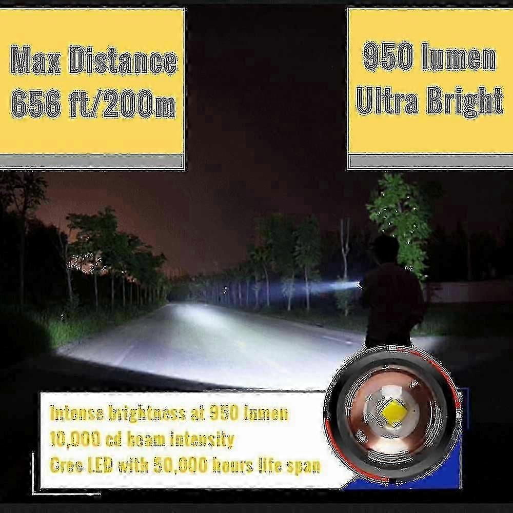 2025 E2 Led Tactical Flashlight 950 Lumen Bright Torch, Usb Rechargeable