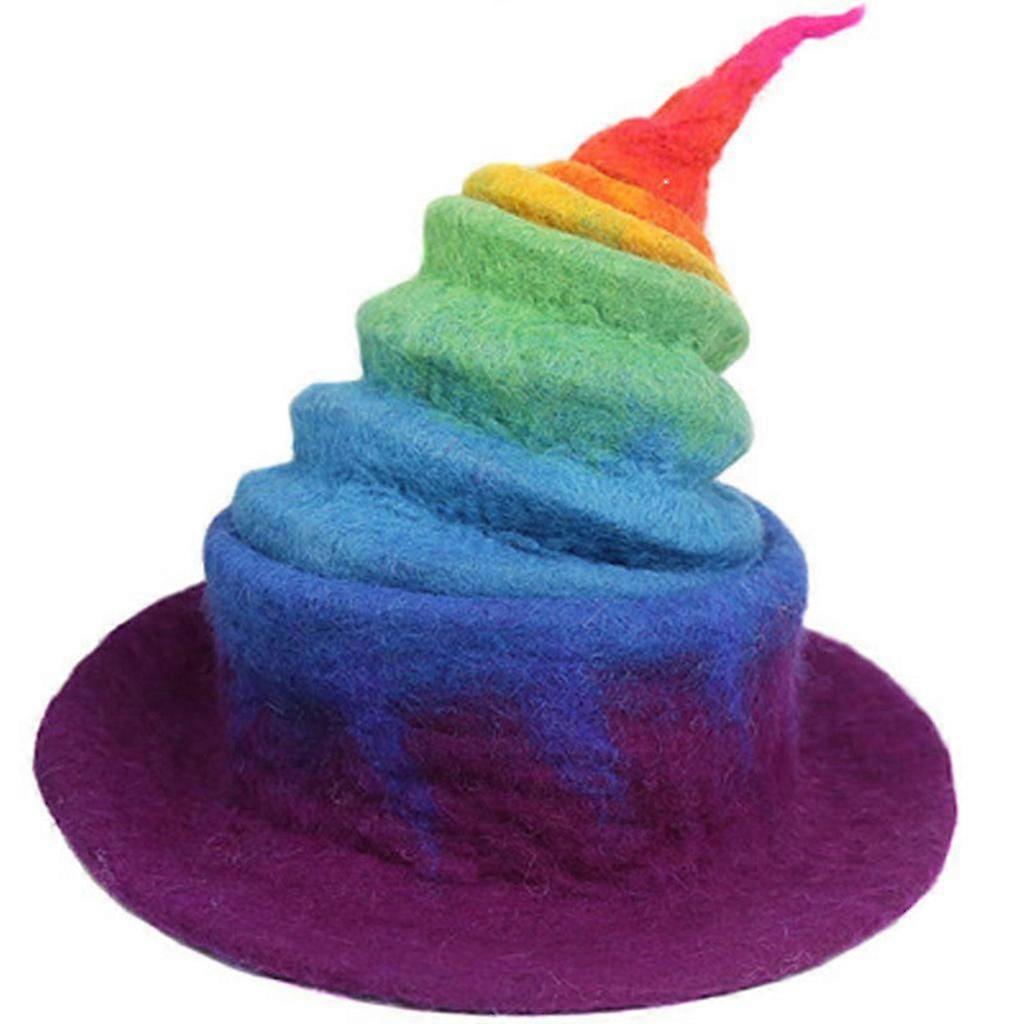 Handmade Rainbow Wizard Hat Funny Retractable Witch Hat Gradient Hat Wizard Hat